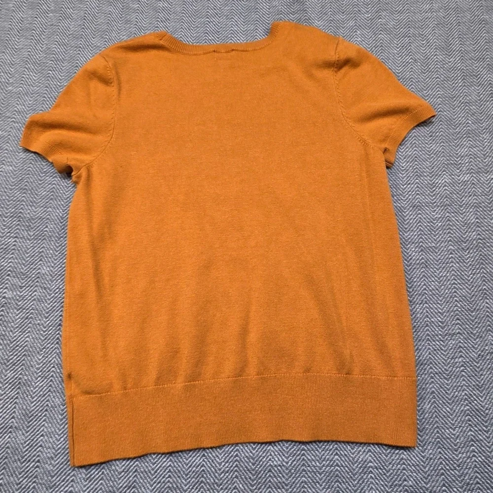 A New Day Burnt Orange Short Sleeve Knit Sweater Crew Neck Top Large